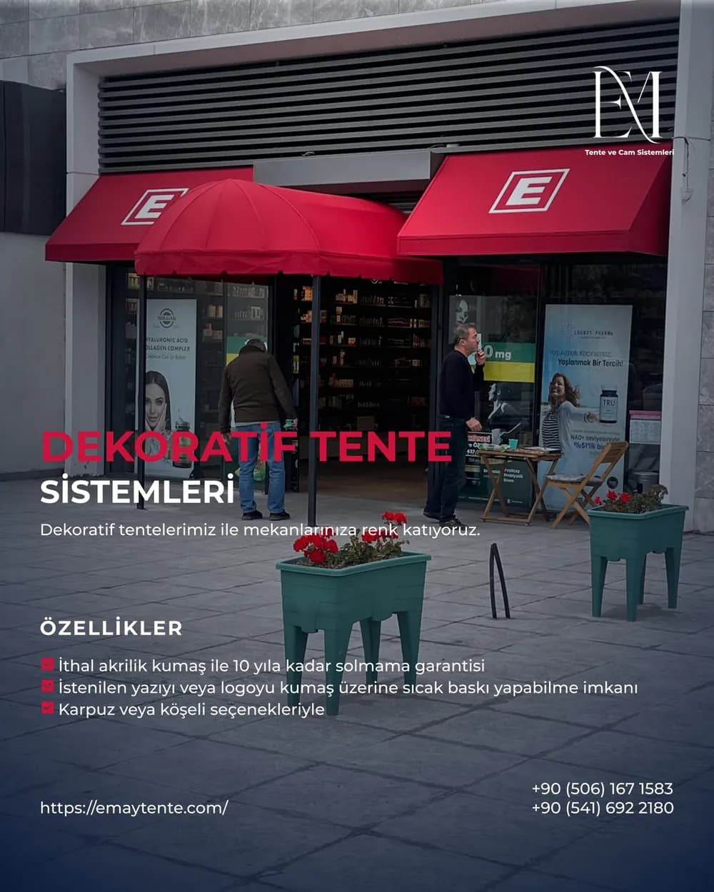 Dekoratif Tente bilgi kartı. Aynı özellikler Dekoratif Tente sayfasında yazılı olarak da var.